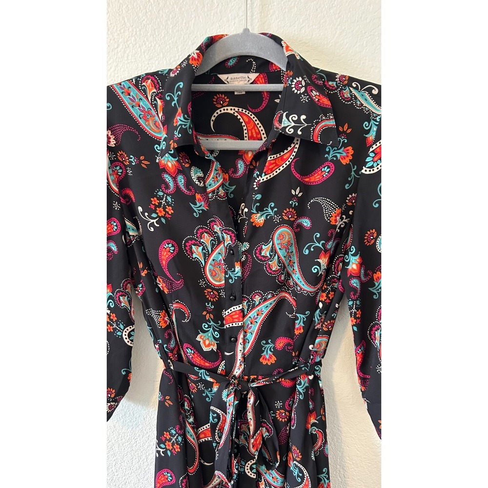 NANETTE Nanette Lepore Paisley Waist-Tie Dress SZ 4 - Picture 3 of 12